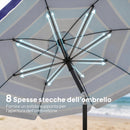 Ombrellone da Spiaggia Ø198x214 cm con Tavolino e Portabicchieri in Metallo e Poliestere Multicolore Blu      