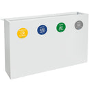 Pattumiera per Raccolta Differenziata 4 Scomparti 240 L 120x30x80 cm in Acciaio Verniciato Bianco