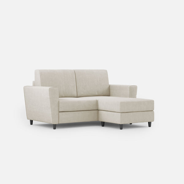 sconto Divano 2 Posti con Pouf 172x145x85 cm Yasel in Tessuto Latte