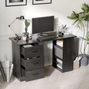 Scrivania Moderna con 3 Cassetti e 3 Ripiani per Camera e Ufficio 120x49x72 cm in Legno Nero