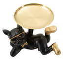 Decorazione Cane Rover Svuotatasche 27x17x18,5 cm in Resina e Metallo Nero e Oro      