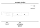 Mobile Basso 4 Cassetti 179x50x47 cm Ossido Bianco/Ossido Nero