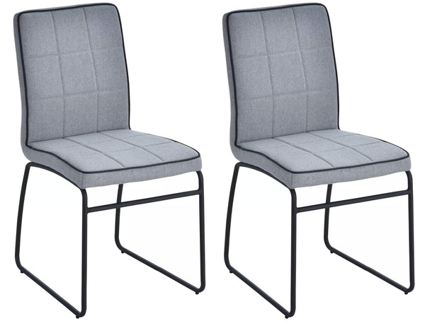 acquista Set 2 Sedie imbottite in Acciaio e Tessuto Lino 44x55x88 cm Grigio Chiaro
