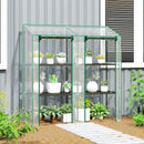 Serra da Giardino 143x46x151 cm con 6 Mensole e 2 Porte Avvolgibili Copertura in PE Trasparente      