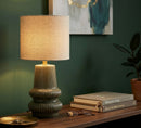 Lampada da Tavolo Harmony Ø20x41,5 cm in Ceramica e Ferro e Tessuto Verde      