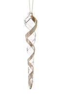 Set 4 Spirali Decorative da Appendere con Glitter 18 cm in Vetro