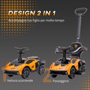 Auto Macchina Cavalcabile per Bambini Licenza Lamborghini Design 2 in 1 con Manubrio Passeggino Arancione e Nero