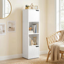 Libreria Moderna 30x29x119 cm con 2 Armadietti e Ante a 4 Ripiani in Legno Bianco      