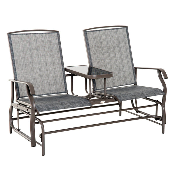 Dondolo 2 Posti da Giardino 81x148x100 cm con Tavolino in Ferro e Textilene Marrone prezzo
