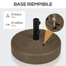 Base per Ombrellone Rotonda Ø51x36 cm con 2 Manopole Incorporate in HDPE e Acciaio Marrone e Nero  