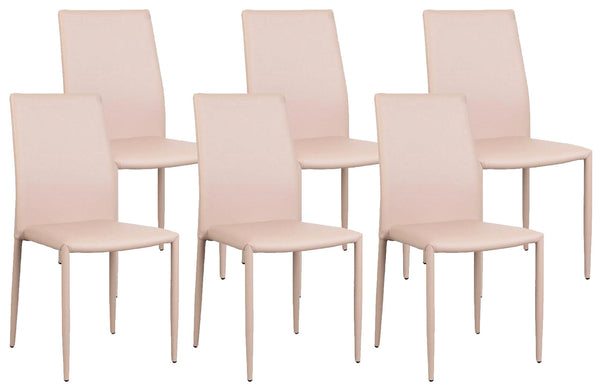 Set 6 Sedie 90x46x44 cm in Similpelle da Interno Tortora prezzo