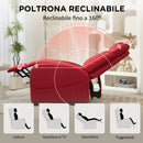 Poltrona Relax Reclinabile con Poggiapiedi in Tessuto Effetto Lino Rosso 