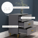 Cassettiera 3 Cassetti Design Moderno 60x40x71,5 cm in Legno e Alluminio Oro e Grigio Scuro 