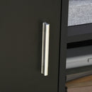 Mobile Porta Stampante 60x50x65,5 cm a Rotelle con Armadietto e 3 Ripiani Aperti in Legno Nero      