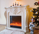 Camino Elettrico da Pavimento 116x150x33 cm Effetto Fiamma 1500W Perla Bianco