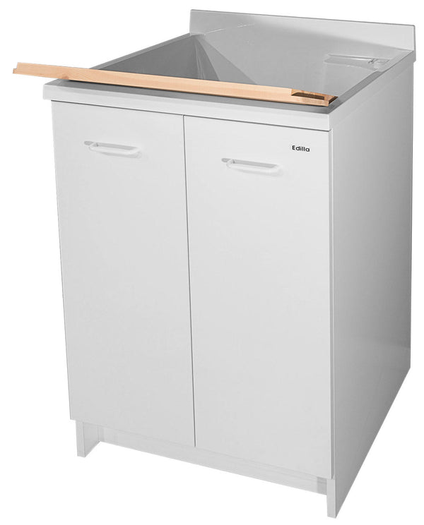 sconto Mobile Lavatoio 60x60x85cm 2 Ante Asse in Legno Montegrappa Edilla Bianco con Cesto