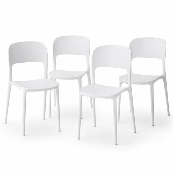 Set 4 Sedie da Pranzo Impilabili 40x45x80 cm Modello Stoccolma in Polipropilene Bianco acquista