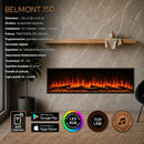 Camino Elettrico da Incasso a Parete 3 Lati Aperti 152x28x52 cm Detroit LED RGB e APP  