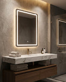 Specchio da Muro LED Simple Rett, 60x3,5x80 cm in Specchio Argento      
