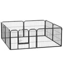 Recinto per Cani a 8 Pezzi Modulabili per Interno ed Esterno 80x60 cm in Acciaio  Nero