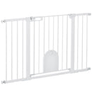 Cancelletto per Cani Estensibile con Porta a Chiusura Automatica 75-131x76 cm in Metallo e ABS Bianco
