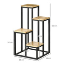 Scaffale per Piante a 4 Livelli 34x34x66 cm per Interni ed Esterni in Metallo e Legno   