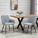 Set 2 Sedie Imbottite 59,5x56,5x81 cm in Lino Grigio Chiaro