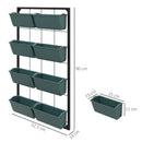 Orto Verticale da Parete a 4 Livelli 52x14x90 cm con 8 Vasi in Acciaio e Plastica Verde Scuro e Nero      