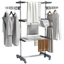Stendino Verticale 3 Ripiani Regolabili 142x55x152 cm in Acciaio e Plastica Grigio e Argento  