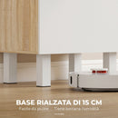 Credenza da Cucina 55x40x175 cm con Ripiani Aperti 2 Armadietti e Cassetto in Legno e Metallo Bianco e Legno      