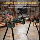 Supporto per Troncatrice Capacità 150 kg con Bracci Regolabili Gambe Pieghevoli Altezza Regolabile Verde      