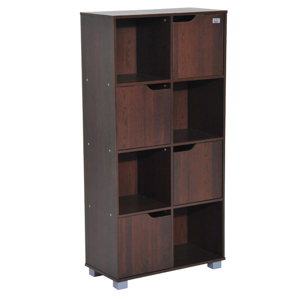 sconto Libreria Design Moderno 8 Vani con 4 Ante in Legno Marrone Scuro 60x30x122 cm
