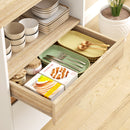Credenza Mobile per Microonde 60x40x131 cm Mensole con Retro Aperto in Legno Bianco      