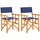 Set 2 Sedie Regista Pieghevoli Seduta e Schienale in Tessuto Blu e Struttura Acacia