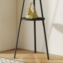 Appendiabiti da Terra Attaccapanni in Metallo e Legno Nero 45x45x180 cm