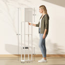 Lampada da Terra 26x26x160 cm Struttura con Ripiani Luce Regolabile Interruttore a Pedale e Porte USB in MDF Bianco      
