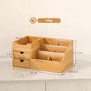 Organizer da Scrivania Bagno Cosmetici Makeup 33x20,5x15,5 cm con Cassetti e Scomparti Aperti in Bambù  