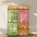 Armadio Guardaroba Portatile con 2 Aste e 6 Ripiani 111x43x185 cm in Tessuto Plastica e Acciaio Nero      