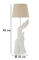 Lampada da Tavolo Life Ø35x93 cm in Resina e Ferro e Tessuto Bianco      