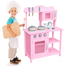 Cucina Giocattolo per Bambini 60x30x90 cm con Accessori in Legno Rosa