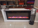 Camino Elettrico da Pavimento 72,5x158x30 cm Effetto Fiamma 1500W Bernard & Hermes Bianco