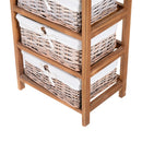 Mobiletto con 5 Cesti per Casa in Vimini e Legno di Platano legno e bianco 40x29x90 cm