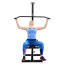 Stazione Fitness Pull Down Multifunzione con Panca e Cavo Regolabile in Acciaio Nero