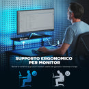 Scrivania da Gaming Angolare con LED Prese Elettriche Supporto per Monitor e Scaffale Nero      