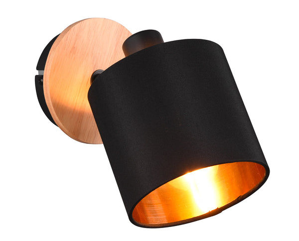 acquista Applique da Interno Attacco E14 in Metallo e Legno Nero e Oro