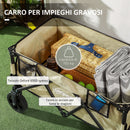 Carrello da Giardino Pieghevole 78L 105x52x70-110 cm in Acciaio Tessuto Oxford e Plastica Cachi