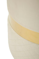 Puff con Contenitore Sheffild Crema Set 2 Pz Ø37x42 cm - Ø28x35 cm in Ferro e MDF e Spugna e Poliestere Crema e Oro      