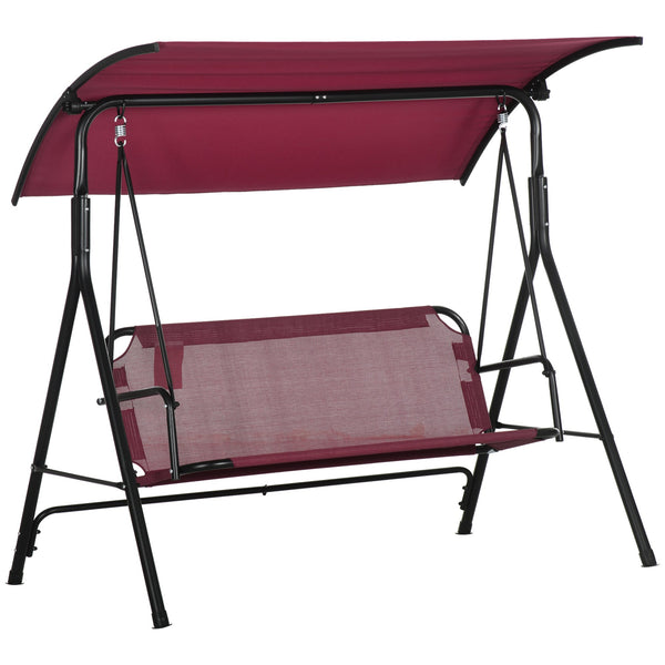 Dondolo da Giardino 3 Posti 172x110x153 cm con Tetto Parasole Rosso e Nero prezzo