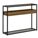 Tavolo Consolle Ingresso 108x28x85 cm in Acciaio e Legno Marrone Rustico