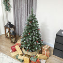 Albero di Natale Innevato 150 cm 398 Rami con Pigne e Bacche Rosse Base in Metallo Verde      